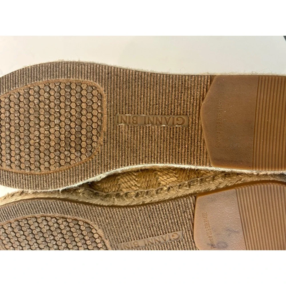 Gianni Bini Espadrille Flats Tan Ciao Bella‎ Woven Tropical Palm Leaf 8.5M